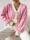 EVE Houndstooth-Patterned Knit Cardigan Coat GZYF-1087