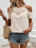 EVE Off Shoulder Patchwork Knits T Shirt GZYF-1183