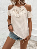 EVE Off Shoulder Patchwork Knits T Shirt GZYF-1183