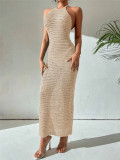 EVE Backless Tie Up Knits Maxi Dress GZYF-1115