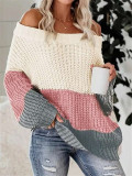 EVE Color Block Loose Knis Sweater GZYF-1096