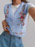 EVE Embroidered Knit Sweater Vest GZYF-1202