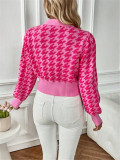 EVE Houndstooth-Patterned Knit Cardigan Coat GZYF-1087