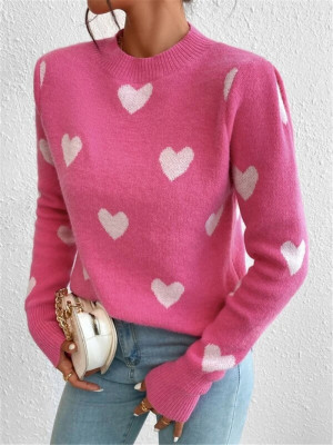 EVE Heart-Patterned Knit Pullover Sweater GZYF-1080