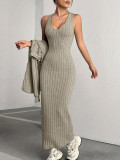 EVE Loungewear Solid Color V Neck Skrit Suit YH-9028