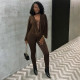 EVE Deep V Neck Solid Color Two Piece Pant Set MXBF-J25ST352