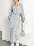 EVE Loungewear Solid Color V Neck Skrit Suit YH-9028