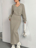 EVE Loungewear Solid Color V Neck Skrit Suit YH-9028