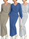 EVE Loungewear Solid Color V Neck Skrit Suit YH-9028