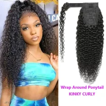 EVE Human Hair Wrap Around Ponytail Wig Kinky Curly JKLS-77058