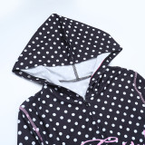 EVE Polka Dot Hooded Zipper Two Piece Pants Set FL-25531