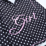 EVE Polka Dot Hooded Zipper Two Piece Pants Set FL-25531