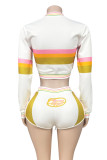 EVE Zipper Contrast Color Two Piece Shorts Set GFCF-1407