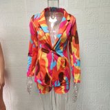 EVE Print Blazer Coat Two Piece Short Set GWTC-W0522