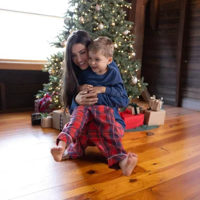 EVE Christmas Plaid Print Matching Family Long-Sleeve Pajama Set GSGS-0634