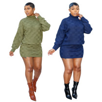 EVE Casual Plaid Knits Two Piece Skirts Set TR-1353