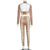 EVE Snake Print Crop Top And Pants Two Piece Sets GSBD-J25ST344