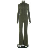 EVE Fashion Hooded Top And Flared Pants Two Piece Sets GSBD-Q25ST339