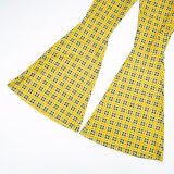 EVE Fashion Vintage Plaid Print Flared Pants GSBD-D25PT453