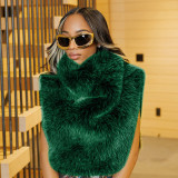 EVE Fashion Solid Color Fur Warm Sleeveless Top GSBD-Y25TP358