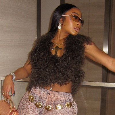 EVE Fashion Sexy Backless Fur Top GSBD-F24TP374