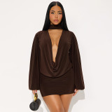 EVE Sexy Long Sleeve Top And Skirt Two Piece Sets GSBD-J25ST319