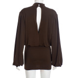 EVE Sexy Long Sleeve Top And Skirt Two Piece Sets GSBD-J25ST319