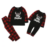 EVE Christmas Reindeer Print Crew Neck Plaid Family Matching Set GSGS-0649