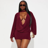 EVE Sexy Long Sleeve Top And Skirt Two Piece Sets GSBD-J25ST319