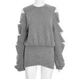 EVE Loose Ripped Hole Top And Skirt Suit GSBD-J25ST332