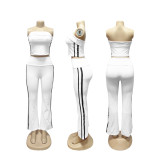 EVE Stripe Patchwork Zipper Long Sleeve Pants 3 Piece Set  SFY-702