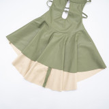 EVE Sexy Faux Leather Backless Mini Dress GSBD-D25DS434