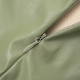 EVE Sexy Faux Leather Backless Mini Dress GSBD-D25DS434