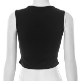 EVE Cross Embroidered Rhinestone Pattern Tank Tops GSBD-Q25TP165