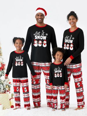 EVE Christmas Snowman Print Matching Family Pajama Set GSGS-0658