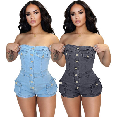 EVE Fashion Denim Tube Tops Romper BGN-362