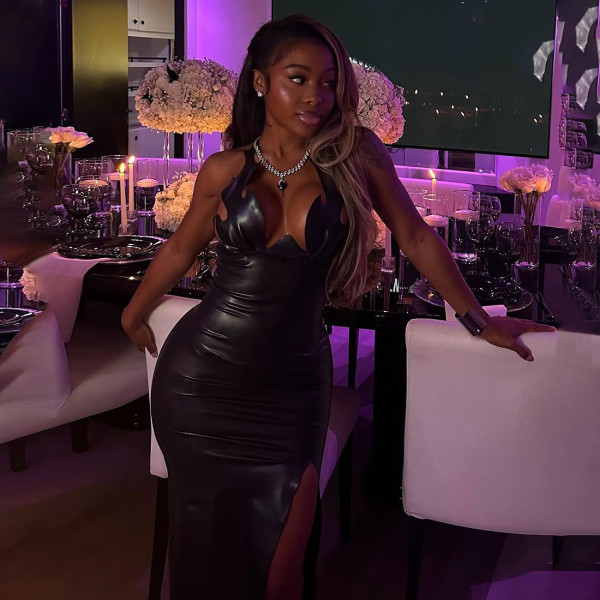 EVE Leather Irregular Split Bodycon Dress GZJQ-K25D83946