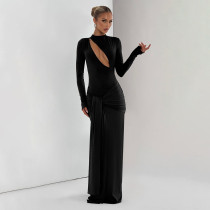 EVE Solid Color Long Sleeve Maxi Dress GAXB-A724DS