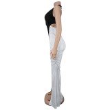 EVE V Neck Contrast Color Split Maxi Dress BY-7573