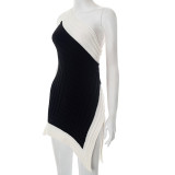 EVE Sexy Color Block Split Irregular Dress GSBD-J25DS068