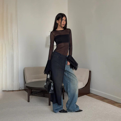 EVE Sexy Mesh Flare Sleeve Long Smock GAXB-P0296TP