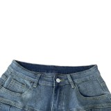 EVE Ribbon-Tied Washed Denim Shorts BGN-360