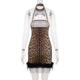EVE Leopard Print Sleeveless Patchwork Mini Dress GPKJ-WJD45240