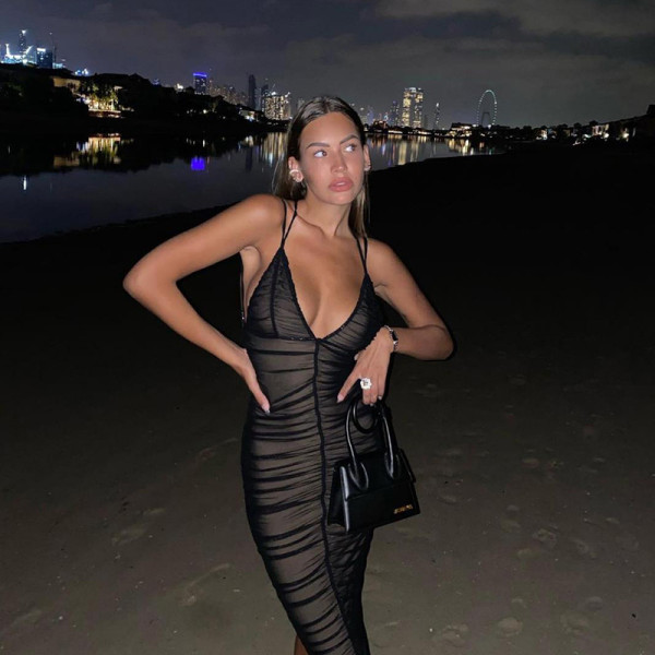 EVE Mesh See Through Backless Midi Dress GAXB-P0287DS