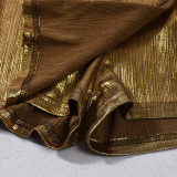 EVE Metallic-colored Mini Skirt GFRT-60387DBZ