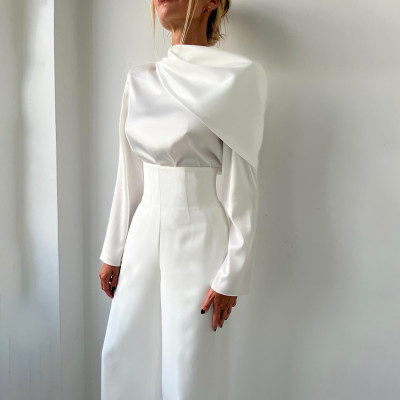 EVE Satin Slim Long-Sleeve Top And Pants Set GZJQ-K25S82581