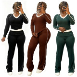 EVE Contrast Color Patchwork Two Piece Pants Set YS-2510