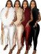 EVE Feather Patchwork Deep V Neck Jumpsuit CH-25058