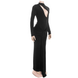 EVE Solid Color Long Sleeve Maxi Dress GAXB-A724DS