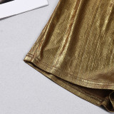 EVE Metallic-colored Mini Skirt GFRT-60387DBZ